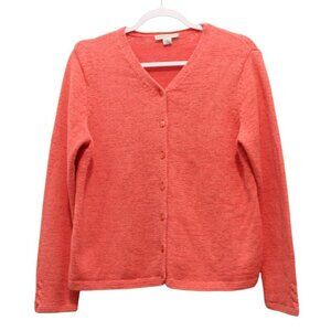 Pendleton Cardigan Sweater Medium Chunky Knit Pink Coral Stretch Preppy Classic